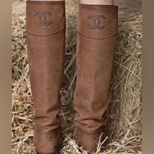 Chanel Ascot Riding Boots Brown 38.5